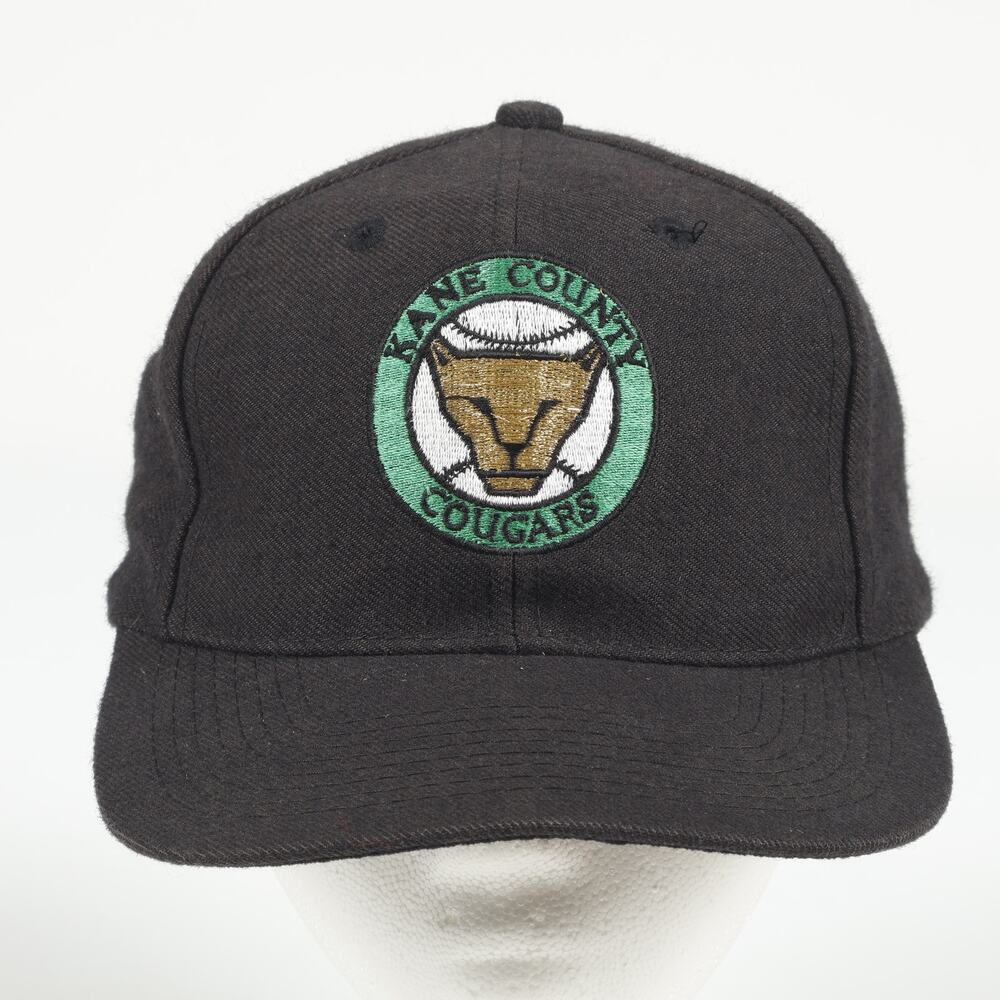 Vtg 1995 MiLB Kane County Cougars Logo Patch Snapback Ball Cap Hat Pearl